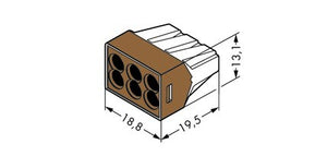 Wago Serie 773-606 - 6-Leiter-Klemme (50 Stück) braun-transparent, Deckel braun